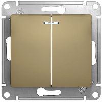 Выключатель с подсветкой без рамки Systeme Electric Glossa 2-кл. титан