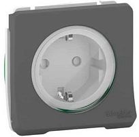 Розетка с заземлением без рамки Schneider Electric Mureva Styl 1-м. шторки IP55 антрацит
