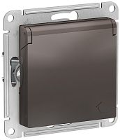 Розетка с заземлением без рамки Systeme Electric AtlasDesign 1-м. крышка шторки мокко