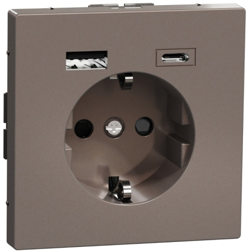 Розетка с заземлением +2xUSB тип A+C без рамки Schneider Electric Merten D-Life 1-м. мокко Schneider Electric — купить по цене от 11&nbsp;175 ₽ | ПрофБезопасность