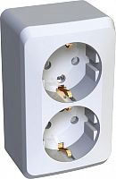 Розетка с заземлением накладная Systeme Electric Этюд 2-м. шторки белый