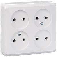 Розетка без заземления накладная Systeme Electric Этюд 4-м. белый