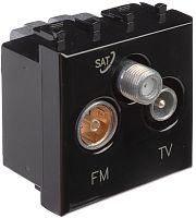 Розетка TV+FM+SAT Оконечная модульная DKC Avanti 3-м. 2 мод. черный квадрат