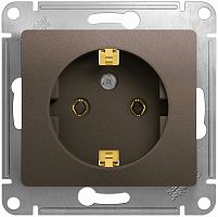 Розетка с заземлением без рамки Systeme Electric Glossa 1-м. шоколад