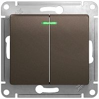 Выключатель с подсветкой без рамки Systeme Electric Glossa 2-кл. шоколад