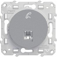 Розетка телефонная без рамки Schneider Electric Odace 1-м. RJ11 алюминий