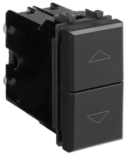 Выключатель жалюзи без фиксации модульный DKC Avanti 2-кл. 1 мод. черный матовый картинка