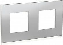 Рамка горизонтальная Schneider Electric Unica Studio Pure 2-м. металл алюминий матовый/белый картинка