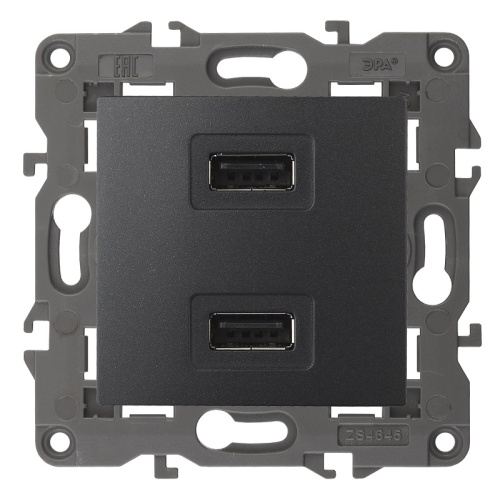Розетка USB тип A+A без рамки Эра Elegance 2-м. 2100мА антрацит Эра — купить по цене от 2&nbsp;400 ₽ | ПрофБезопасность
