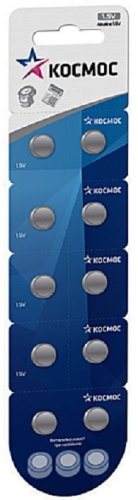 Элемент питания для часов Космос AG1 LR60 (блист.10 шт) (батарейка)