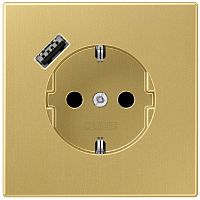 Розетка с заземлением +1хUSB тип A без рамки Jung LS990 metal 1-м. латунь Jung — купить по цене от 35&nbsp;770 ₽ | ПрофБезопасность