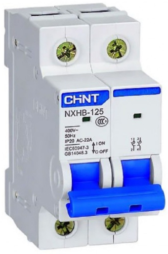 Выключатель нагрузки (мини-рубильник) CHINT NXHB-125 2п 100А тип AC картинка