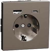 Розетка с заземлением +2xUSB тип A+C без рамки Schneider Electric Merten D-Life 1-м. сталь