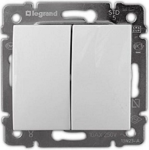 Выключатель без рамки Legrand Valena 2-кл. белый