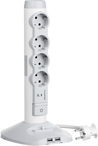 Стойка Legrand Safe Control 4 розетки + 2 выхода USB +1 выход microUSB белый  