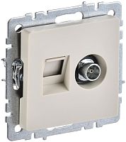 Розетка RJ45+TV Оконечная без рамки IEK Brite РТВ/РК12-БрКр 2-м. бежевый