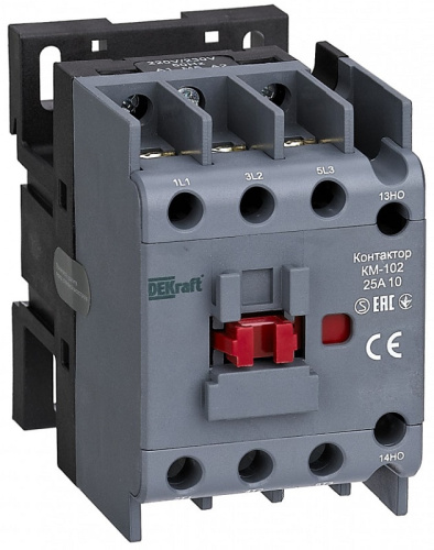 Контактор DEKraft КМ-102 3п 1НЗ 25А 230В тип АС3 