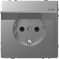 Розетка с заземлением без рамки Schneider Electric Merten D-Life 1-м. крышка шторки IP44 сталь