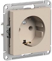 Розетка с заземлением без рамки Systeme Electric AtlasDesign 1-м. песочный