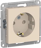 Розетка с заземлением без рамки Systeme Electric AtlasDesign 1-м. шторки бежевый