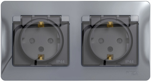 Розетка с заземлением с рамкой Systeme Electric Glossa 2-м. крышка шторки IP44 алюминий Systeme Electric — купить по цене от 1&nbsp;109 ₽ | ПрофБезопасность