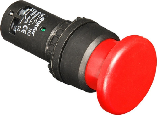 Кнопка-грибок без фиксации Tekfor SB7-CC45 НО+НЗ 22мм 220В красный