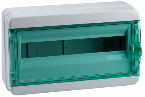 Бокс пластиковый Кэаз OptiBox ЩРН-П-18 P-BNZ-3-18-IP65 (290х236х102мм) IP65 зеленая дверца