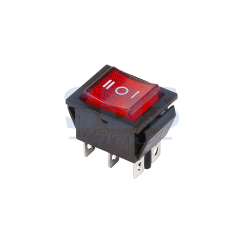 Выключатель клавишный Rexant 250V 15А (6с) ON-OFF-ON красный с подсветкой и нейтралью картинка фото 2