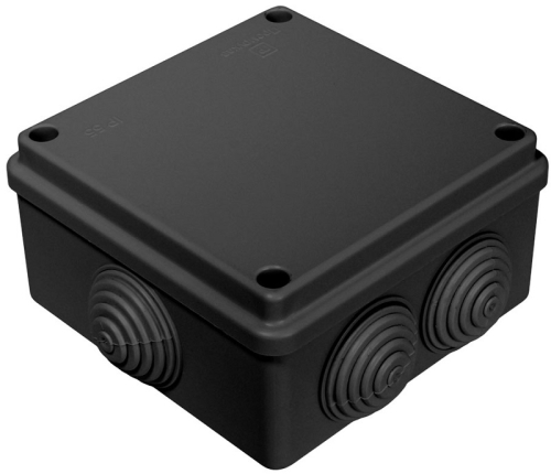 Коробка распределительная HF Промрукав 100х100х50мм (6 сальников) под винт IP55 черный (60шт)
