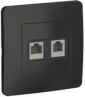 Розетка телефон+компьютер с рамкой Systeme Electric Blanca 2-м. RJ11+RJ45 5е антрацит