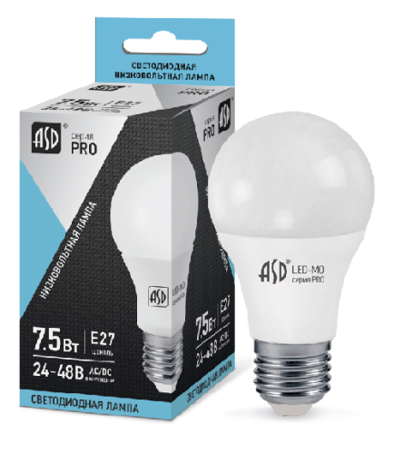 Лампа светодиодная ASD LED-MO A60 Груша E27 24/48В 7,5Вт 600Лм 4000К 60х110мм, ASD, купить, цена, доставка, безопасность Лампа светодиодная ASD LED-MO A60 Груша E27 24/48В 7,5Вт 600Лм 4000К 60х110мм ASD — купить по цене от 190 ₽ | ПрофБезопасность