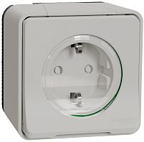 Розетка накладная с заземлением Schneider Electric Mureva Styl 1-м. крышка шторки IP55 белый