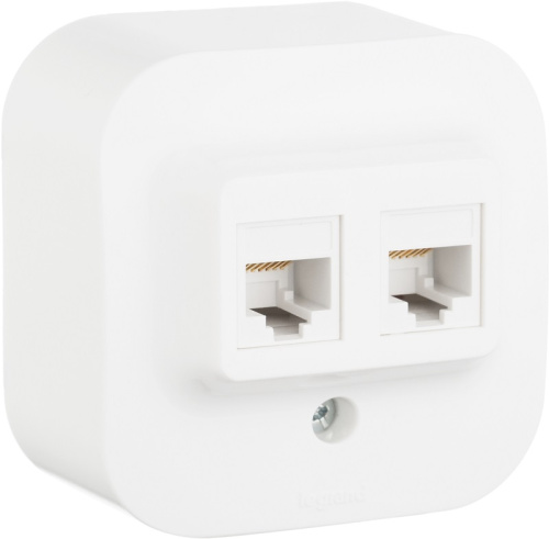 Розетка компьютерная накладная Legrand Quteo 2-м. RJ45+RJ45 5e белый Legrand — купить по цене от 894 ₽ | ПрофБезопасность