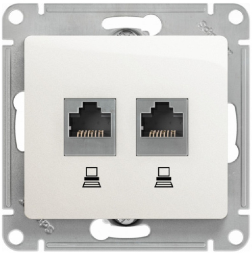 Розетка компьютерная без рамки Systeme Electric Glossa 2-м. RJ45+RJ45 5e перламутр Systeme Electric — купить по цене от 1&nbsp;923 ₽ | ПрофБезопасность