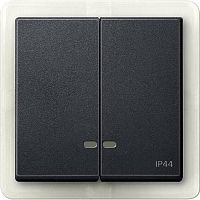 Лицевая панель Schneider Electric Merten System M для 2-кл. выключателя с подсветкой IP44 антрацит