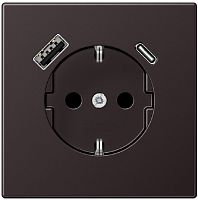 Розетка с заземлением +2хUSB тип A+C без рамки Jung LS990 metal 1-м. алюминий темный Jung — купить по цене от 32&nbsp;980 ₽ | ПрофБезопасность