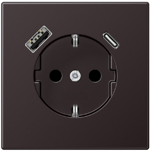 Розетка с заземлением +2хUSB тип A+C без рамки Jung LS990 metal 1-м. алюминий темный Jung — купить по цене от 32&nbsp;980 ₽ | ПрофБезопасность