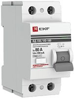 Выключатель дифференциального тока УЗО EKF PROxima ВД-100 2п 80А 300мА 4,5,кА тип AC