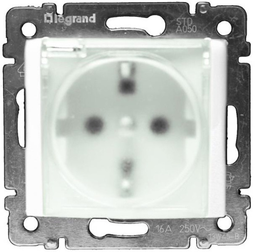 Розетка с заземлением без рамки Legrand Valena 1-м. крышка шторки IP44 белый
