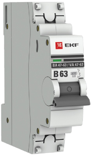 Выключатель автоматический EKF PROxima ВА47-63 1п 63А B 6кА