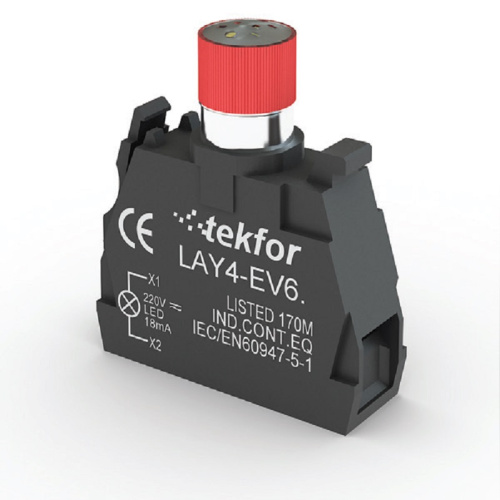 Ламповый блок Tekfor LAY4-EV06L4-220V со встроенным светодиодом красный