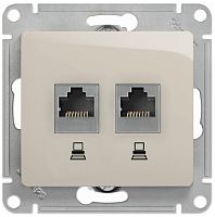 Розетка компьютерная без рамки Systeme Electric Glossa 2-м. RJ45+RJ45 5e молочный