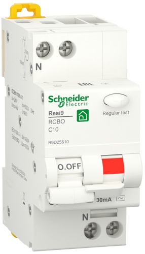 Автомат дифференциального тока АВДТ Schneider Electric Resi9 2п 10А 30мА 6кА C тип AC