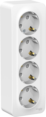 Розетка с заземлением накладная Systeme Electric Blanca 4-м. шторки белый