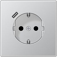 Розетка с заземлением +1хUSB тип C без рамки Jung LS990 metal 1-м. алюминий Jung — купить по цене от 32&nbsp;191 ₽ | ПрофБезопасность