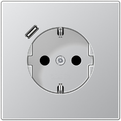 Розетка с заземлением +1хUSB тип C без рамки Jung LS990 metal 1-м. алюминий Jung — купить по цене от 32&nbsp;191 ₽ | ПрофБезопасность