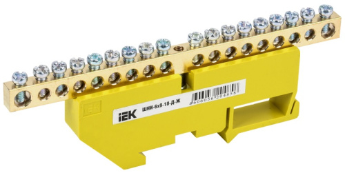 Шина неизолированная IEK PE "земля" ШНИ-6х9-20-Д-Ж 20 групп желтый