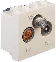 Розетка TV+FM+SAT Оконечная модульная DKC Avanti 3-м. 2 мод. ванильная дымка