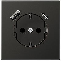 Розетка с заземлением +2хUSB тип A+C без рамки Jung LS990 metal 1-м. антрацит Jung — купить по цене от 32&nbsp;191 ₽ | ПрофБезопасность