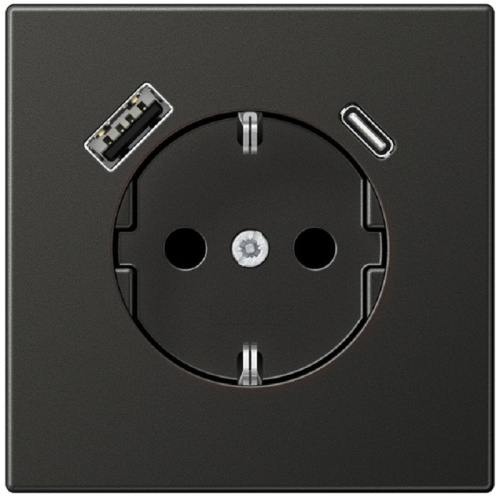 Розетка с заземлением +2хUSB тип A+C без рамки Jung LS990 metal 1-м. антрацит, Jung, купить, цена, доставка, безопасность Розетка с заземлением +2хUSB тип A+C без рамки Jung LS990 metal 1-м. антрацит Jung — купить по цене от 32 191 ₽ | ПрофБезопасность